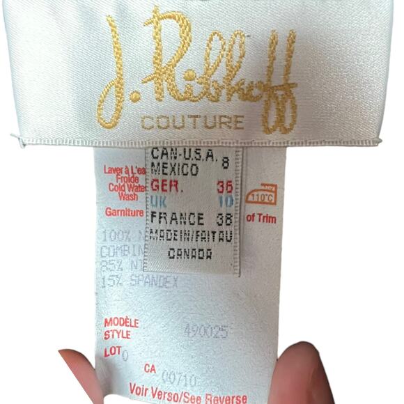 Joseph Ribkoff Sequin Vintage Black Glam Gown Size 8 - Picture 7 of 9